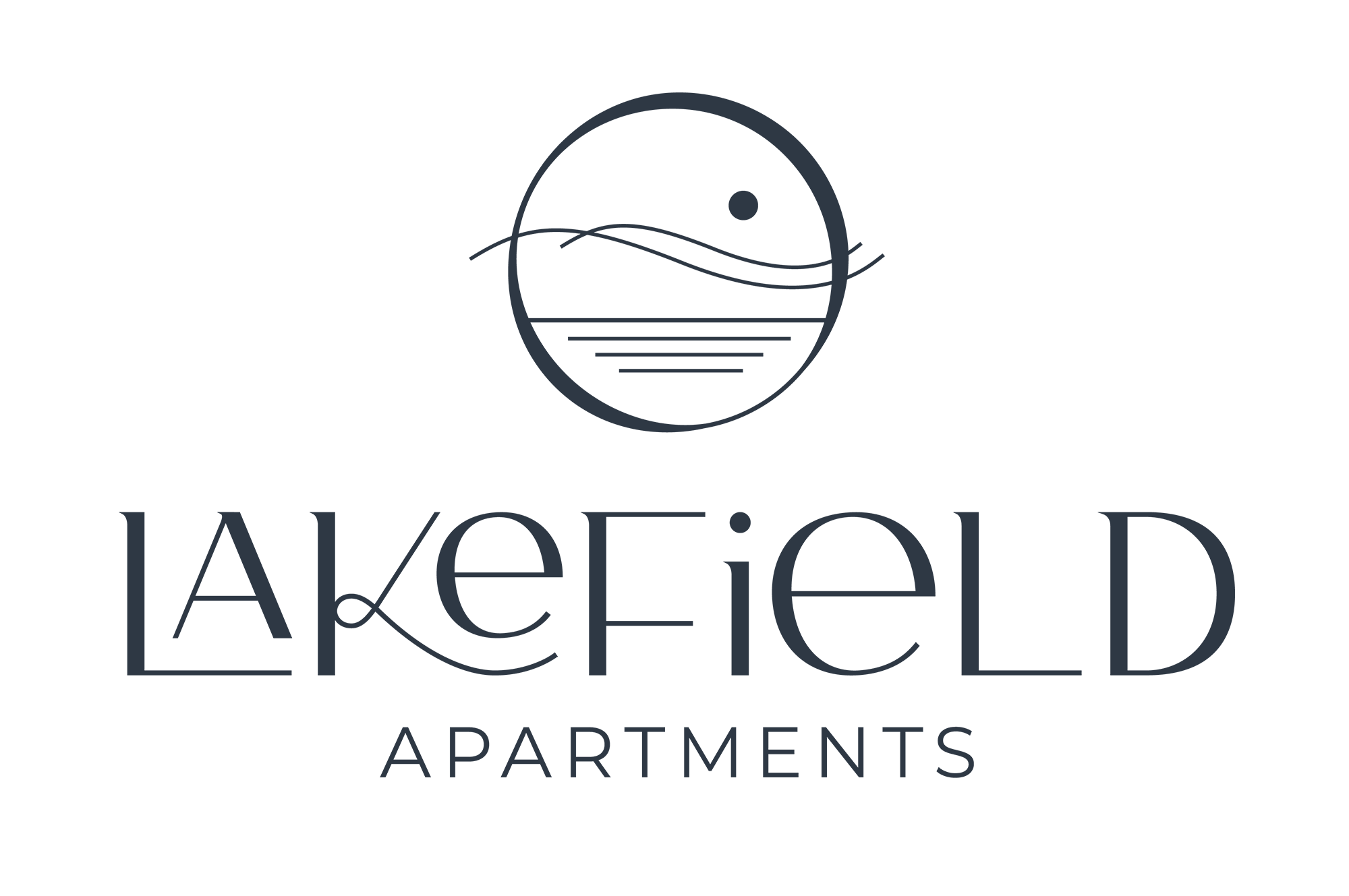 Lakefield Apartments logo with a black background.